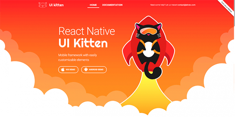 React Native UI Kitten Mobile framework with easily customizable elements